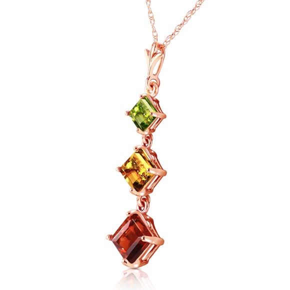 GOLD NECKLACE WITH PERIDOT, CITRINE GARNET